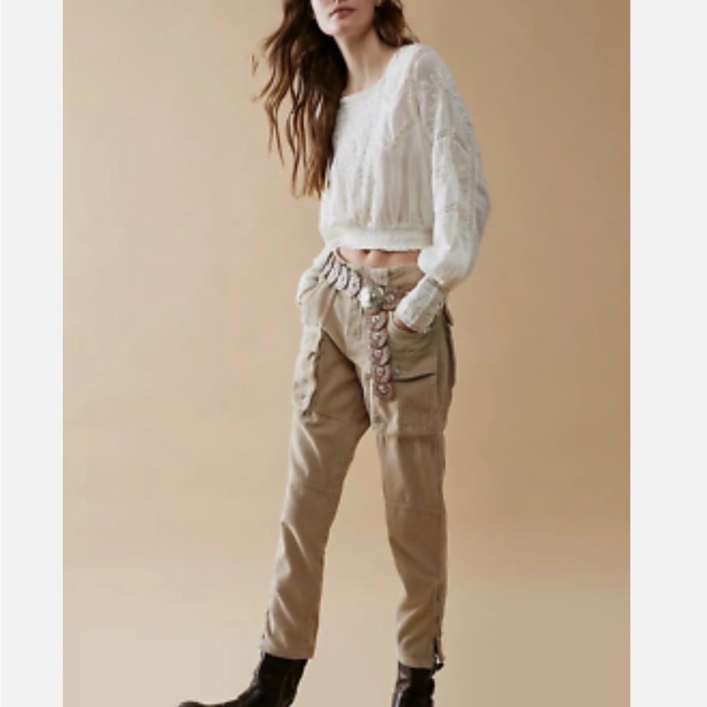 Free People Pants London Slouchy Cord Tan Corduroy